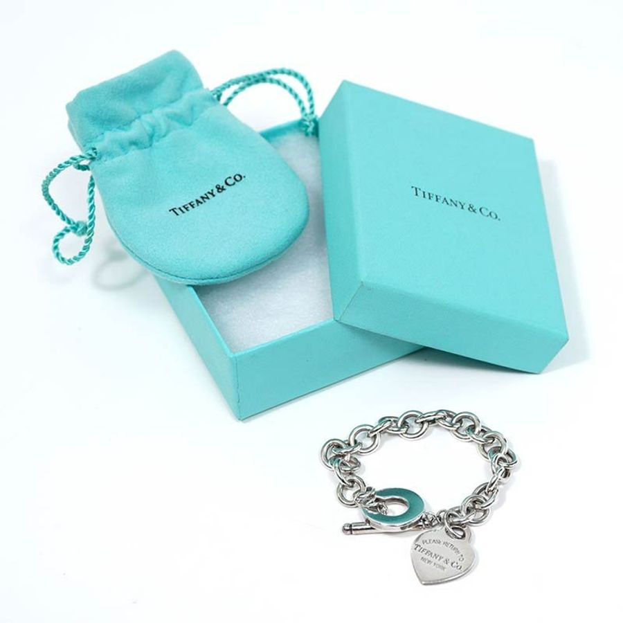 【Tiffany & Co.】經典刻字 愛心 925純銀 T扣 手鍊 手鏈-4