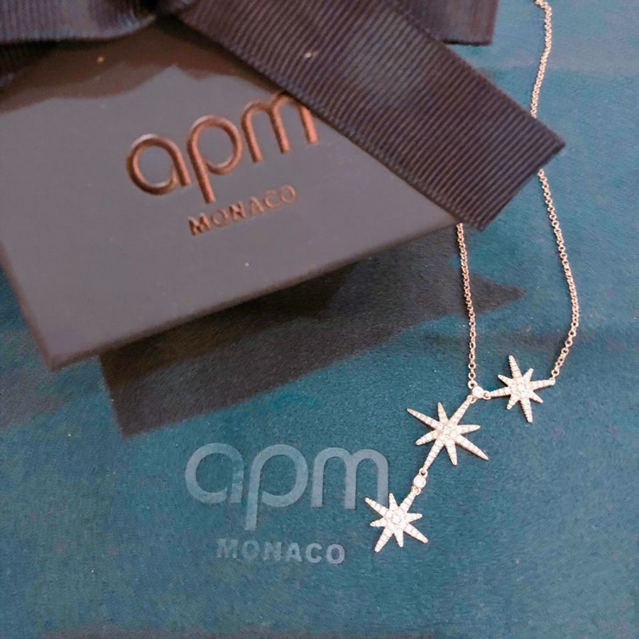 真品apm monaco 經典meteorites三流星項鍊-銀白色-0