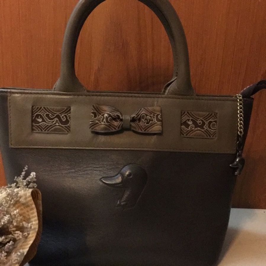 duck正品真皮絕版小托特包-1