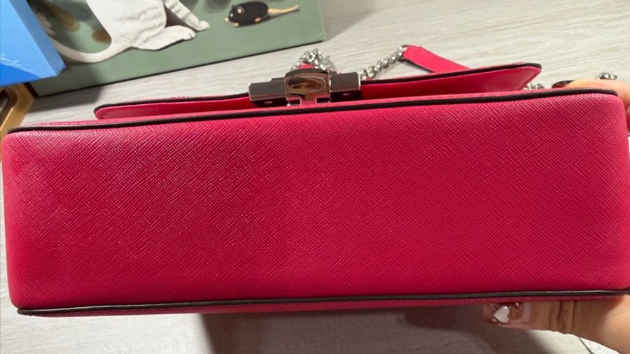 MICHAEL KORS TINA 花朵翻蓋鍊帶肩背/斜背包(中/覆盆莓粉)-4