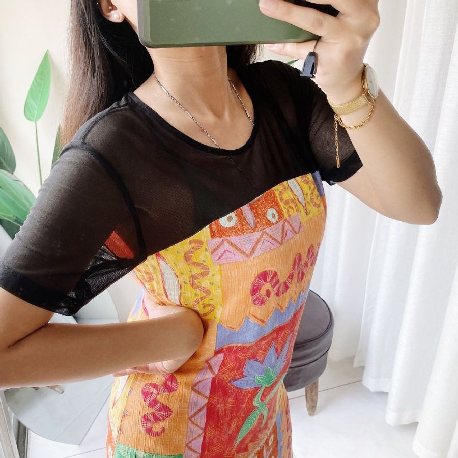 涼日夏威夷綻放花開休閒時光 棉麻質連身裙洋裝上衣長裙 dress-4