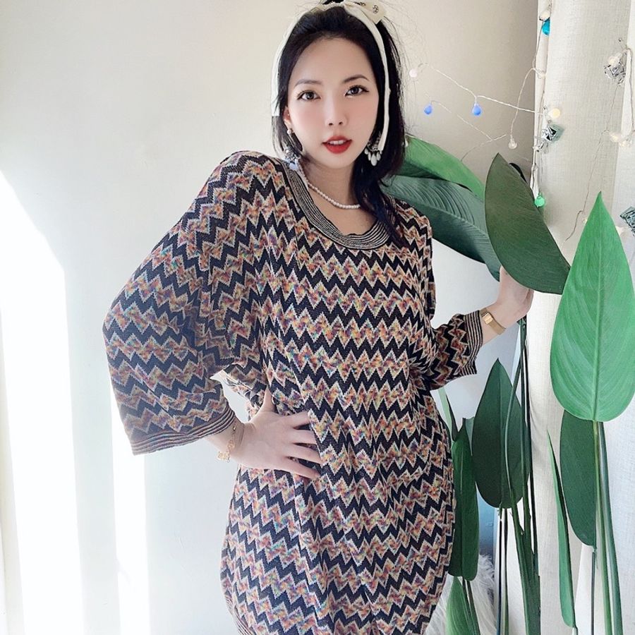 戀愛彩虹青春電波寬鬆休閒 古蕫圓領細針織 格線上衣丁恤 vintage-5
