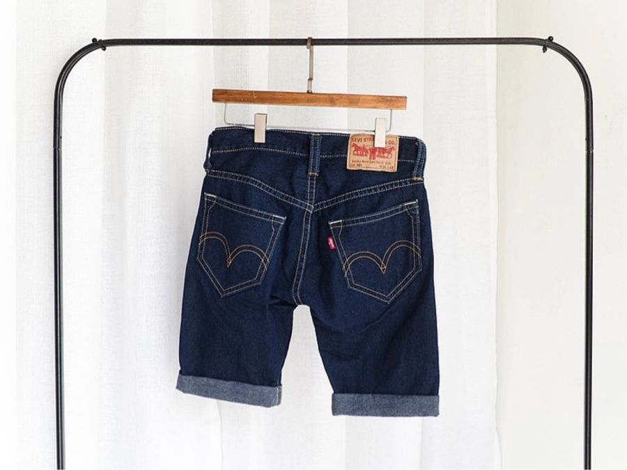 levis 901 / W30 暗夜深藍 男丹寧牛仔短褲 自改古著 vintage-4
