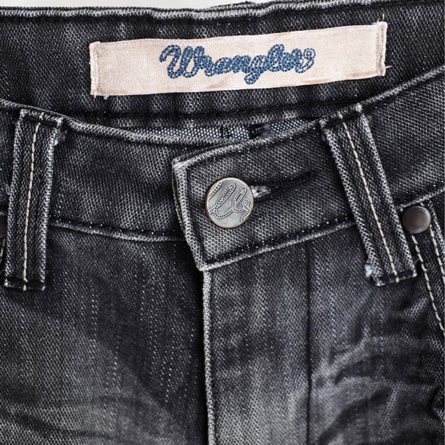 wrangler W30 藍哥灰黑皮標刷色 男女牛仔 短褲 自改古著 vintage-1