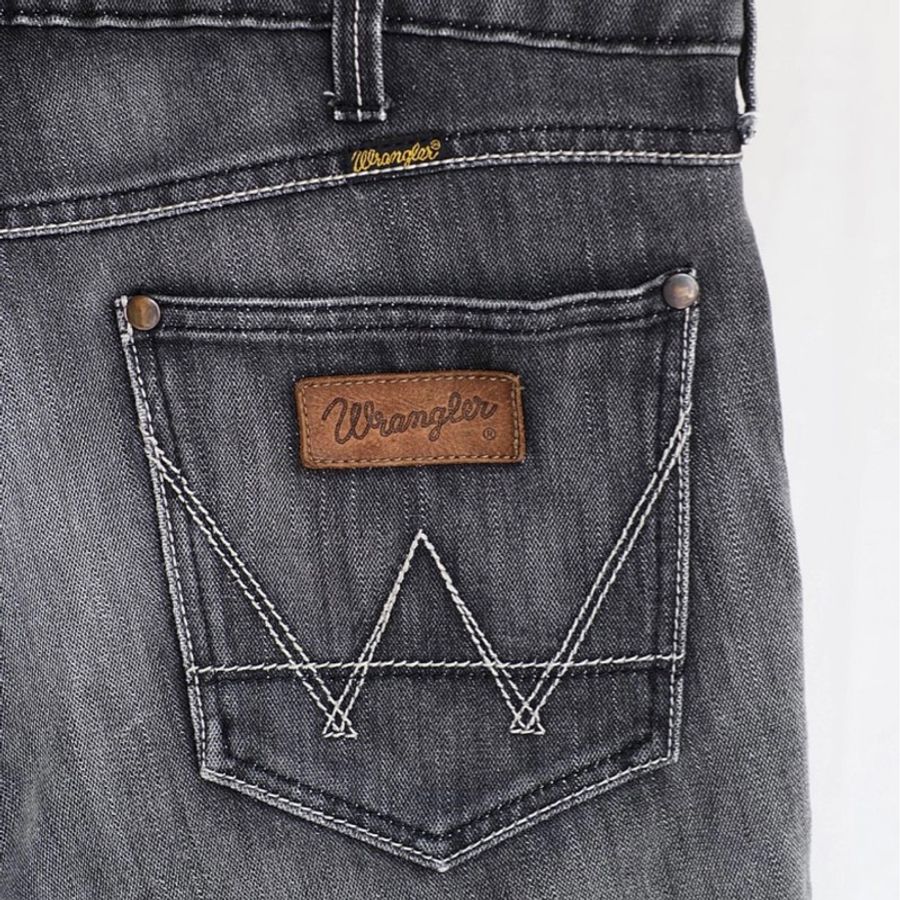 wrangler W30 藍哥灰黑皮標刷色 男女牛仔 短褲 自改古著 vintage-2