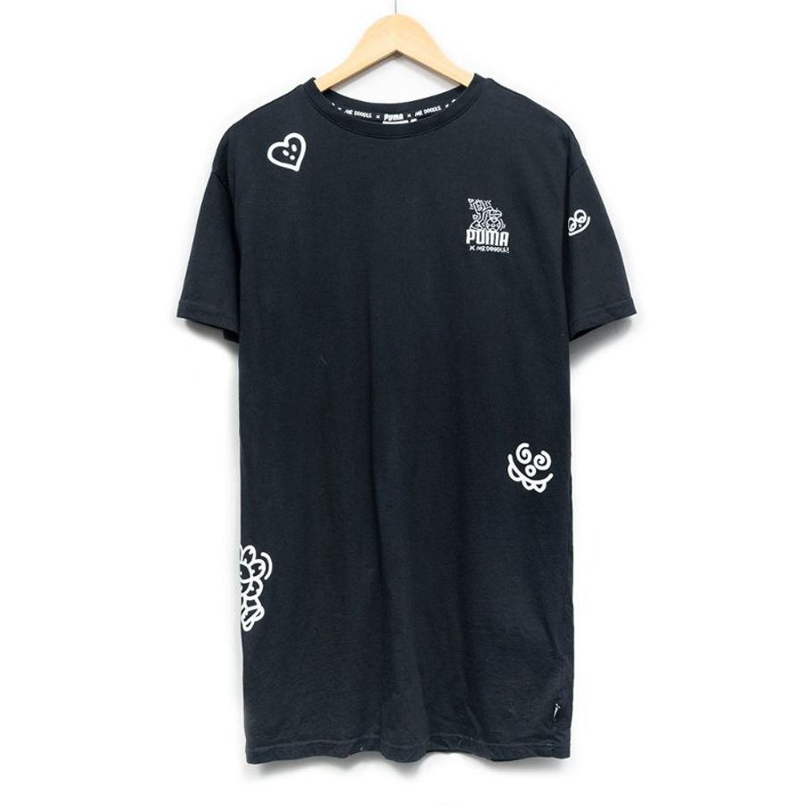 【林采欣私服】PUMA X MR DOODLE 塗鴉長版 T 恤 + 米色格紋棉質長褲-1