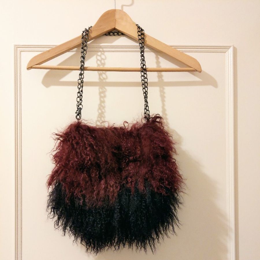 ZARA 兩色漸層毛毛鍊條包-0