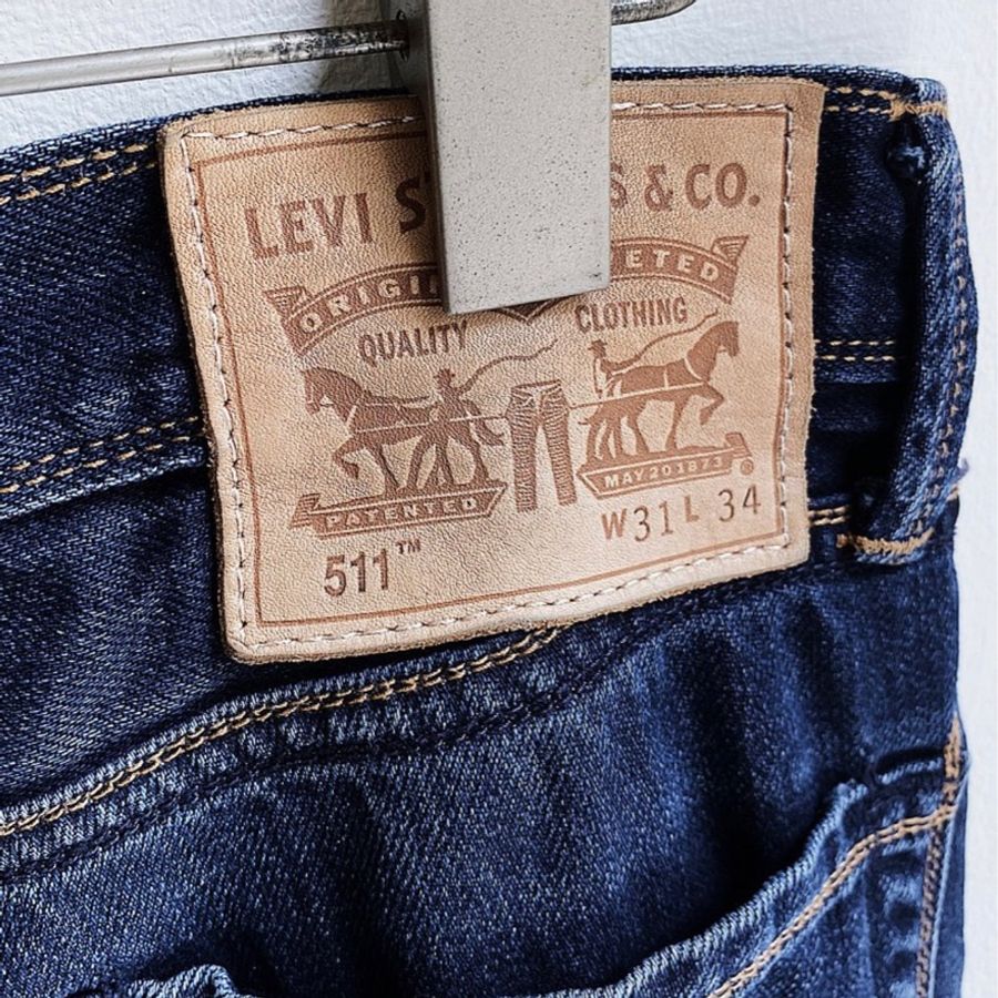 levis / 511 W31L34 深藍素經典 古著中低 腰丹寧牛仔長褲vintage-7