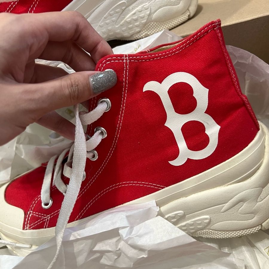 mlb高筒帆布老爹鞋紅色-0