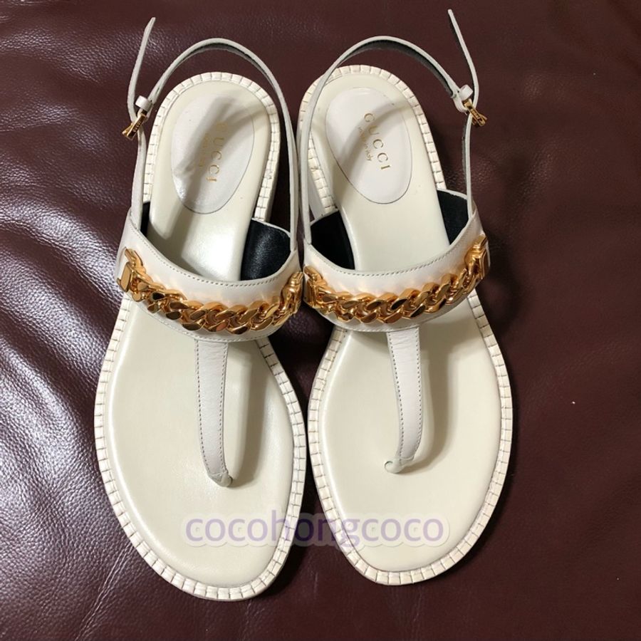 Gucci白色涼鞋-1