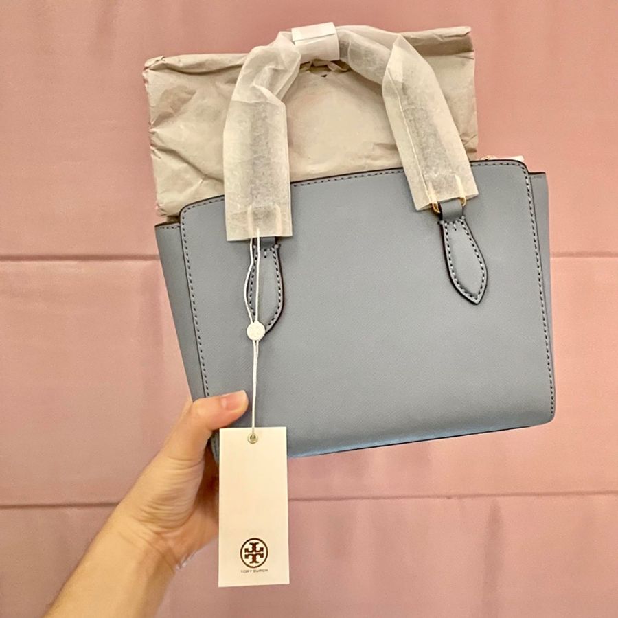 全新Tory Burch Emerson 迷你托特包 小號殺手包 斜背包 防刮 天藍色-9