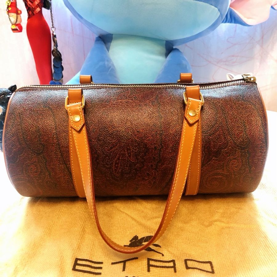 ETRO 經典佩斯利圖騰 圓桶包 手提包 附背帶及訂製內瞻包-6