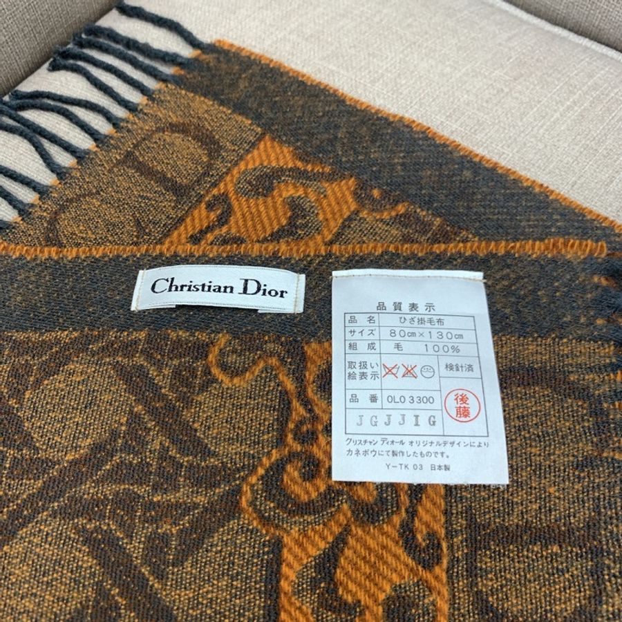 vintage Christian Dior 日本製100%羊毛流蘇披肩毛毯蓋毯萬用毯-2