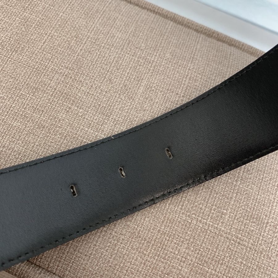 vintage Salvatore Ferragamo 經典黑金拼色荔枝皮革腰帶皮帶-5