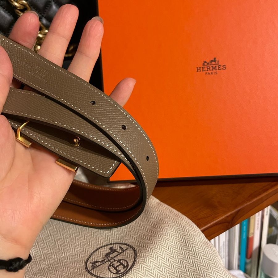 Hermes Mini Constance Guillochee皮帶釦 & 雙面皮腰帶24 mm-1