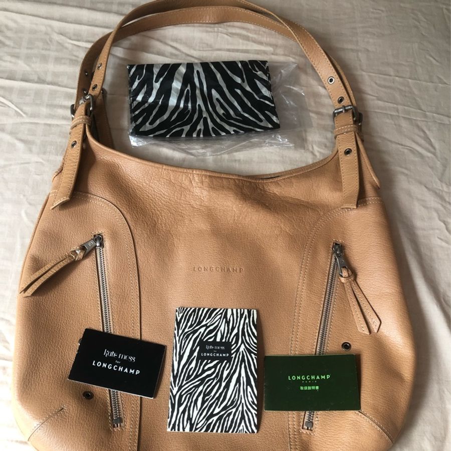 LONGCHAMP Kate Moss聯名款附絲巾 肩背包 皮革款-9