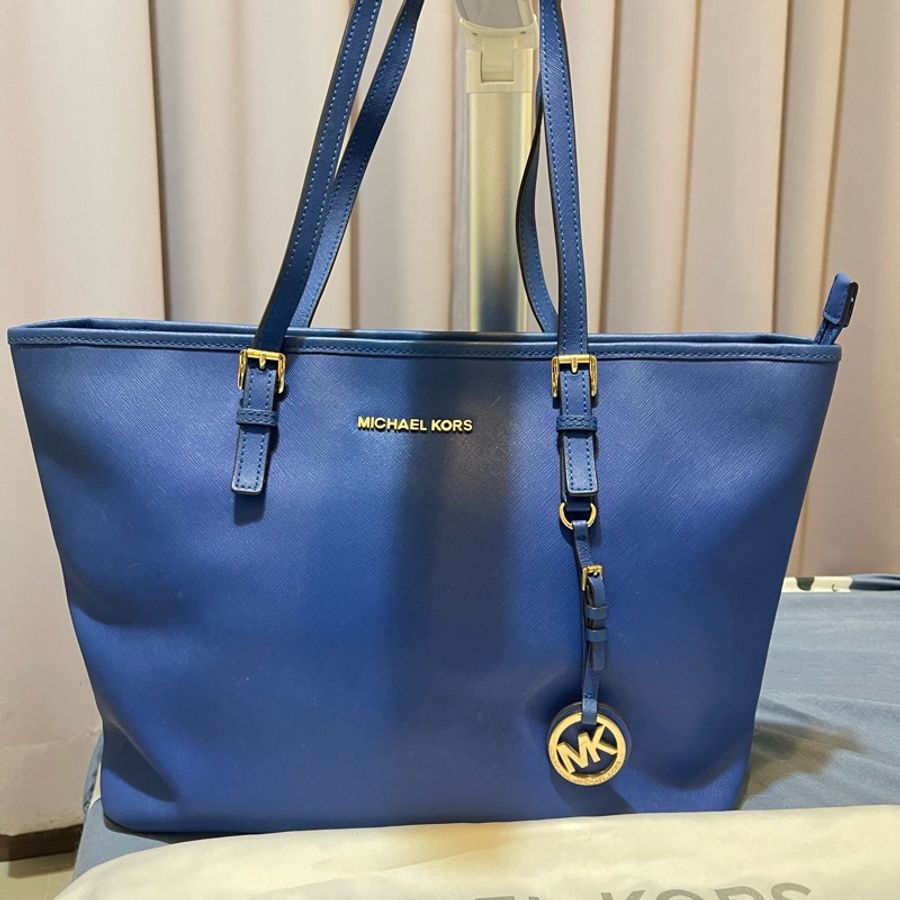 MICHAEL KORS MK 藍色 皮革 肩背包 單肩包 通勤包二手真品-0