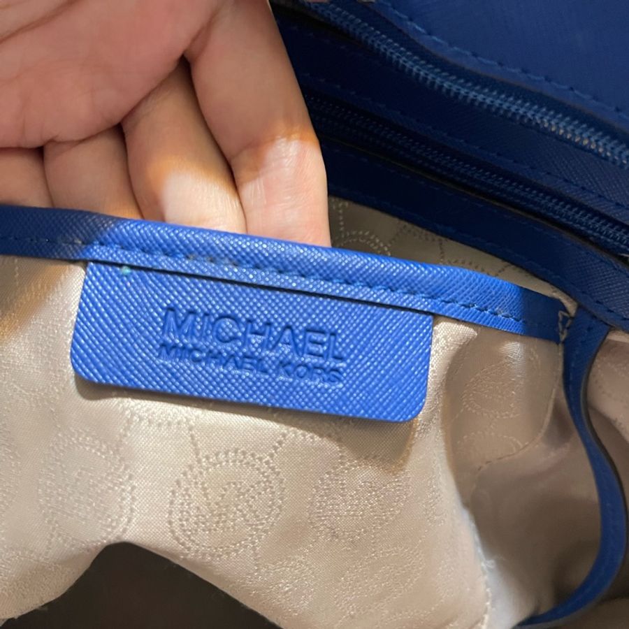 MICHAEL KORS MK 藍色 皮革 肩背包 單肩包 通勤包二手真品-5