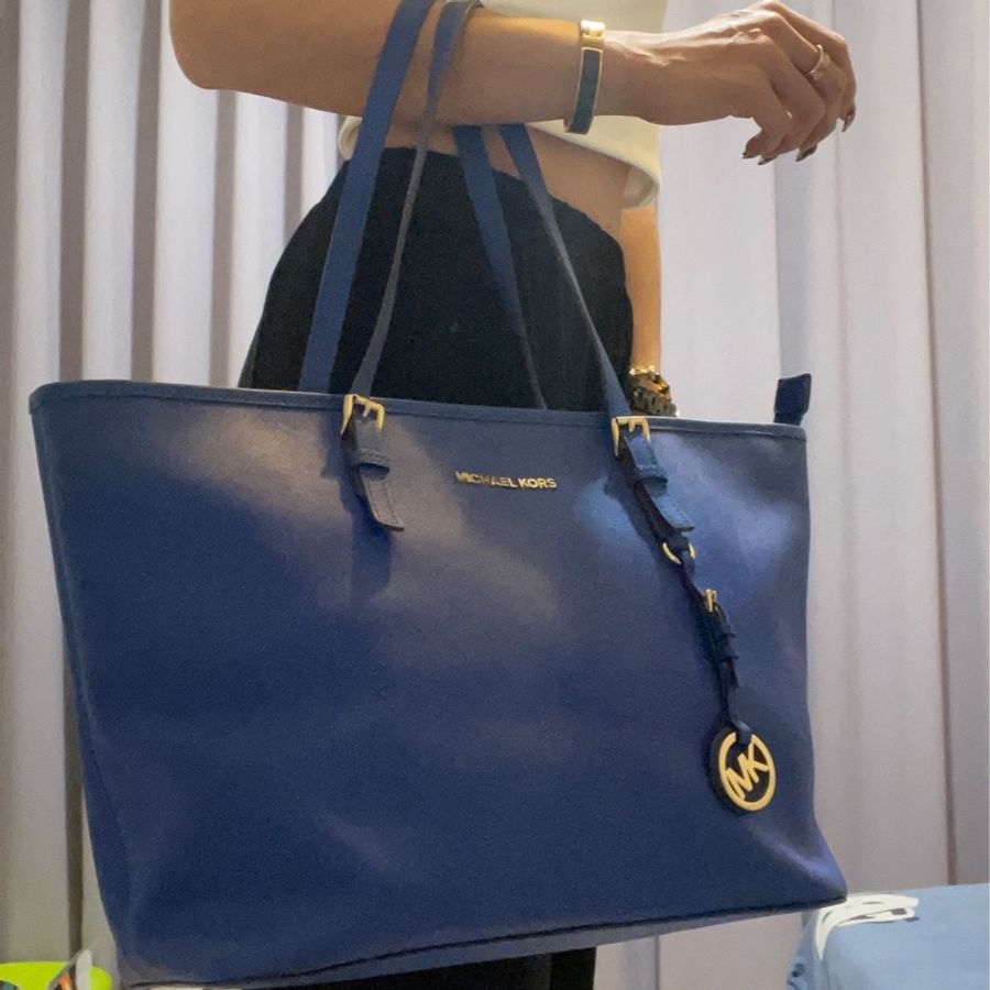 MICHAEL KORS MK 藍色 皮革 肩背包 單肩包 通勤包二手真品-7