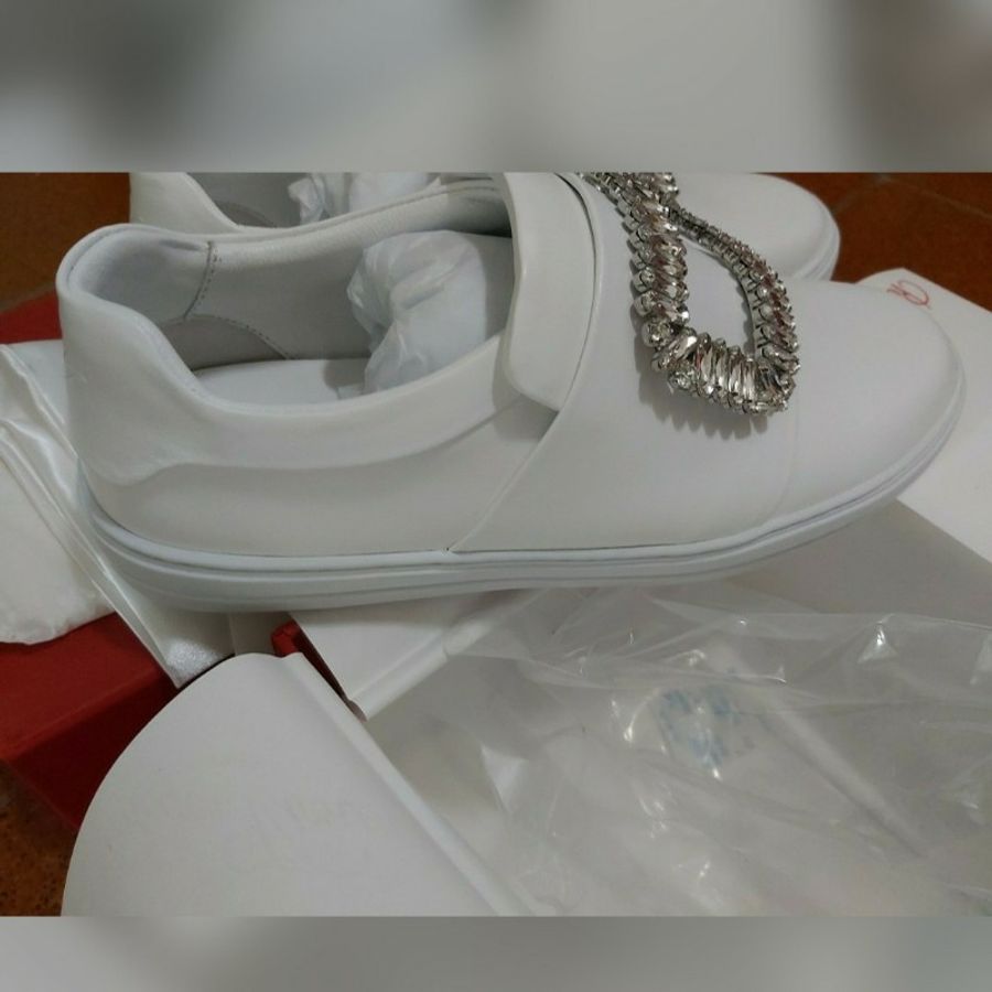 正韓水鑽真皮RV款超百搭小白鞋39號-5