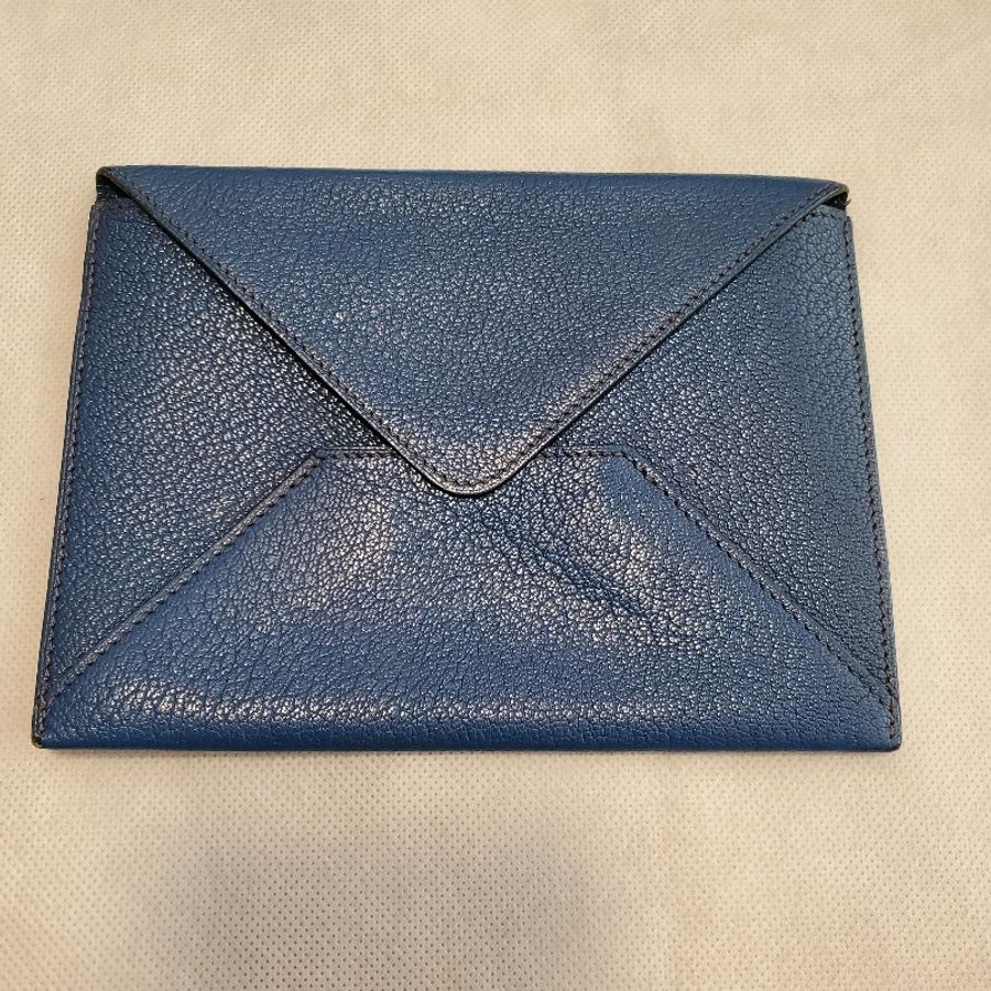 愛馬仕 Hermes Chevre Mysore Envelope Pouch 藍色護照夾-0