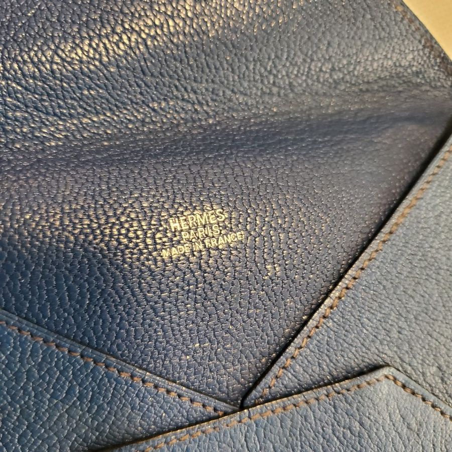 愛馬仕 Hermes Chevre Mysore Envelope Pouch 藍色護照夾-1