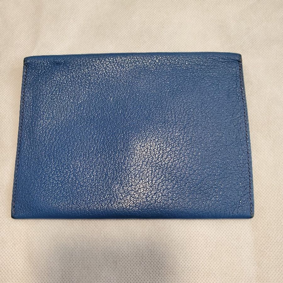 愛馬仕 Hermes Chevre Mysore Envelope Pouch 藍色護照夾-2