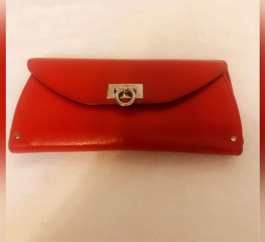 Salvatore Ferragamo 經典gancini長夾 紅色-5