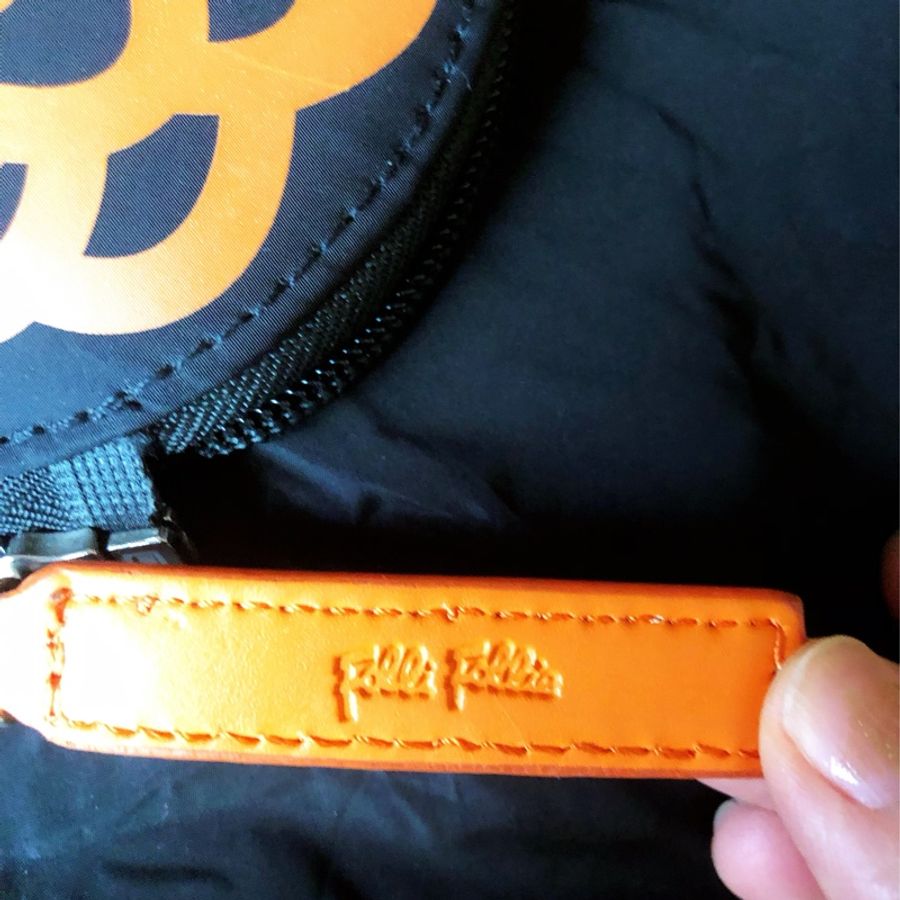 Folli Follie 經典橘色圖騰 收納購物袋 精緻做工-4
