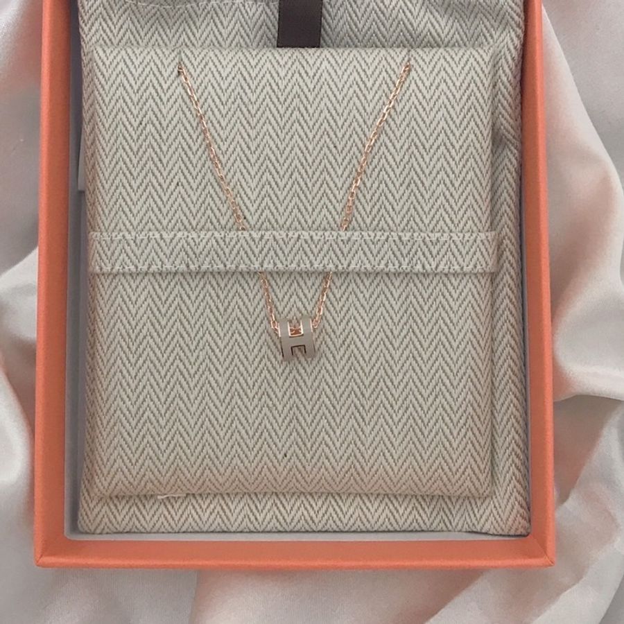 Hermès pop mini 奶茶玫瑰金項鍊-0