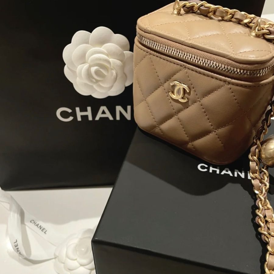 Chanel 香奈兒金球盒子包 奶茶色 裸色 鏈條包-0