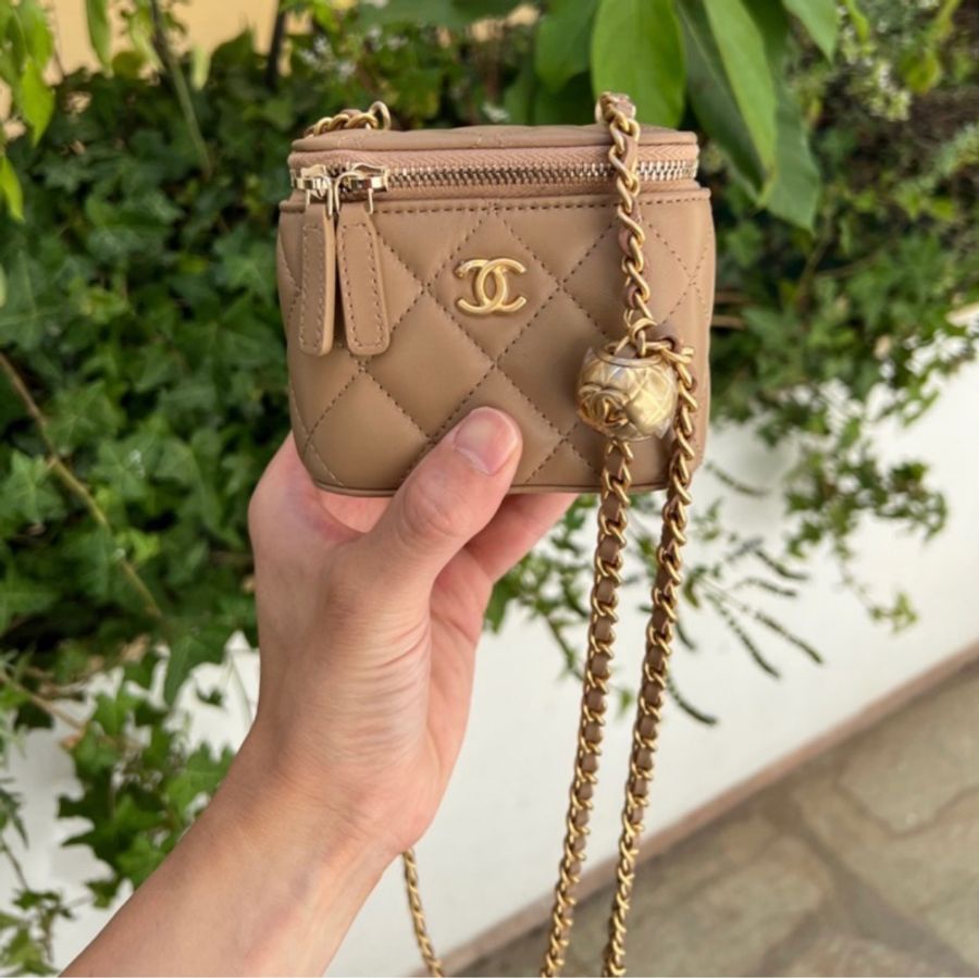 Chanel 香奈兒金球盒子包 奶茶色 裸色 鏈條包-1