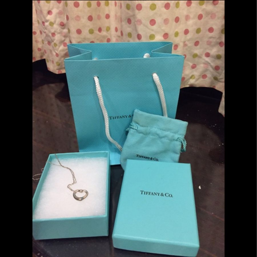 鑲鑽Tiffany & Co.經典心形項鍊 鑲鑽項鍊 純銀 聖誕節 情人節禮物 真品-1