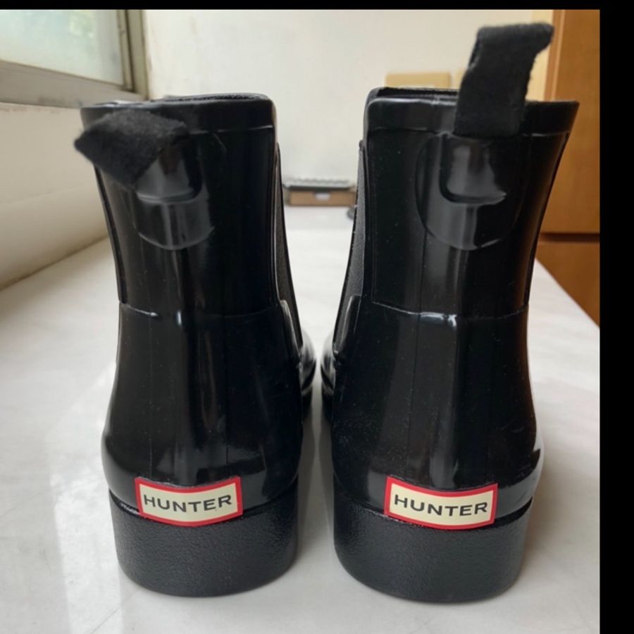 HUNTER黑色雨鞋雨靴 亮面短靴 全新-1