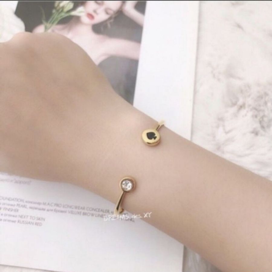 全新)Kate Spade ▪︎正品▪︎金色▪︎紅桃標誌▪︎鑽飾▪︎造型手環-6