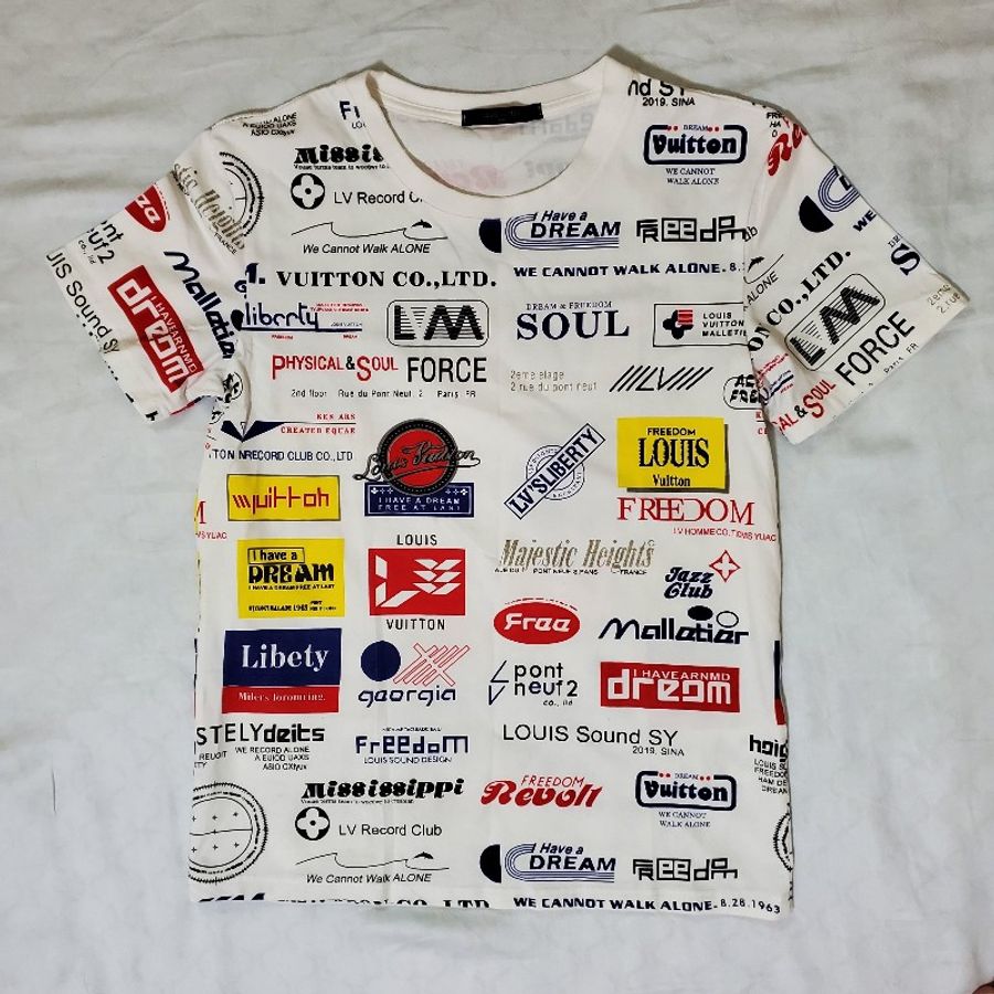 LV 路易威登 T-SHIRT 滿版印花Logo拼貼短袖T恤 1A5DGJ-0