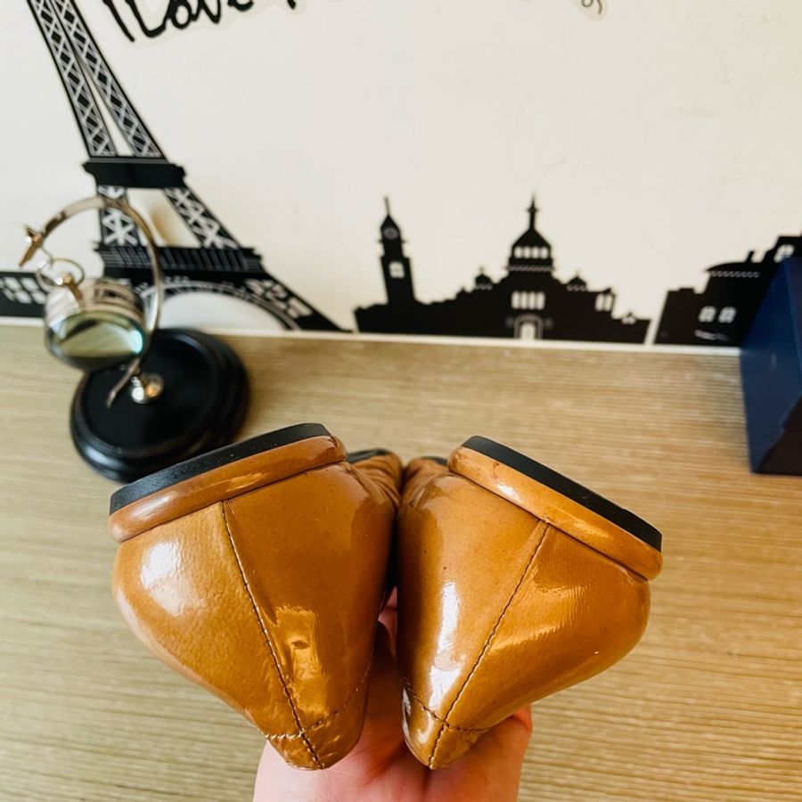 二手正品PRADA 金棕色平底娃娃鞋（37號附LV防塵套）-6