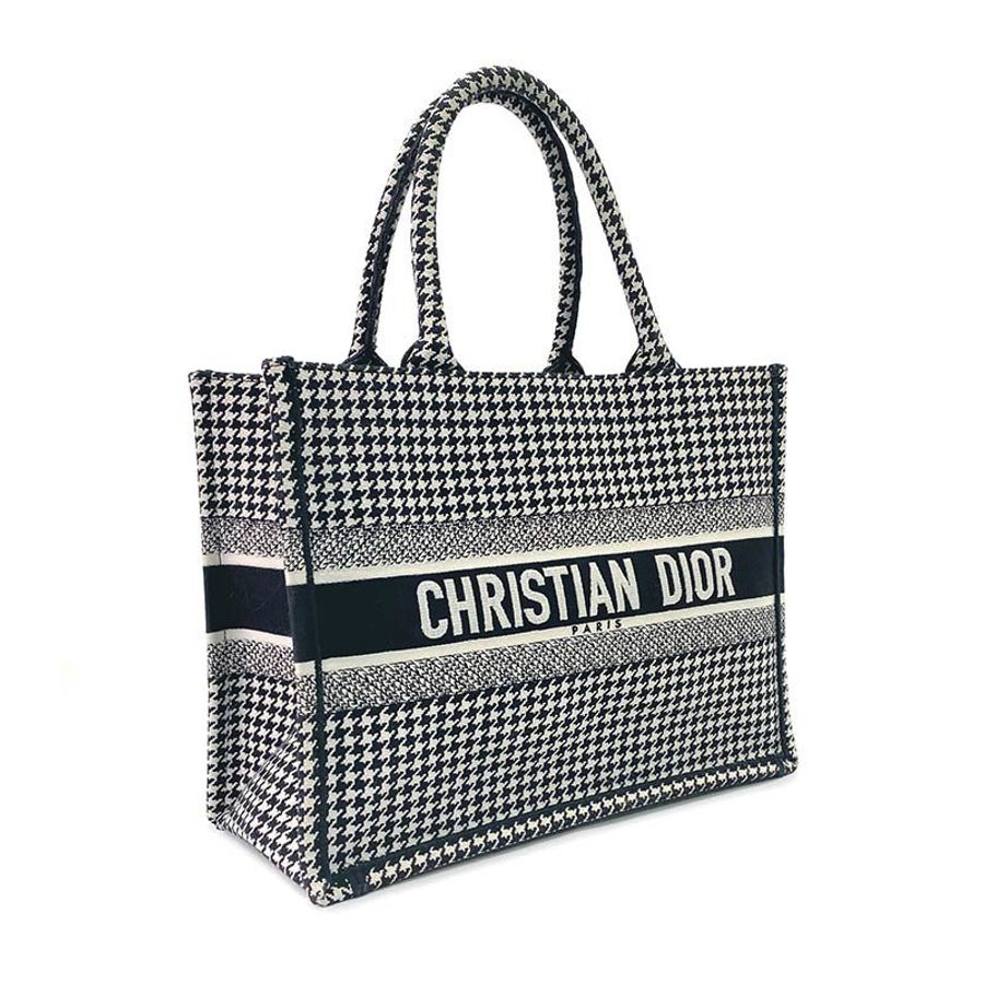 【Dior】黑色大型千鳥格紋刺繡 中碼DIOR BOOK TOTE-2