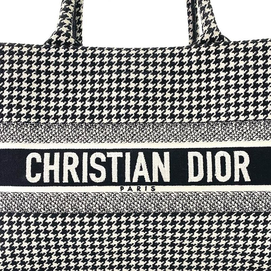 【Dior】黑色大型千鳥格紋刺繡 中碼DIOR BOOK TOTE-4