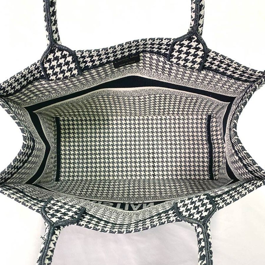 【Dior】黑色大型千鳥格紋刺繡 中碼DIOR BOOK TOTE-5