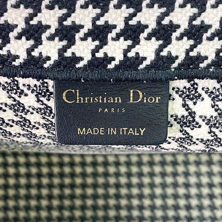 【Dior】黑色大型千鳥格紋刺繡 中碼DIOR BOOK TOTE-6