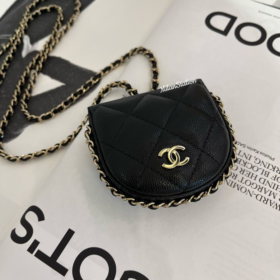 〈 CHANEL〉皮穿鏈掛脖零錢包-0