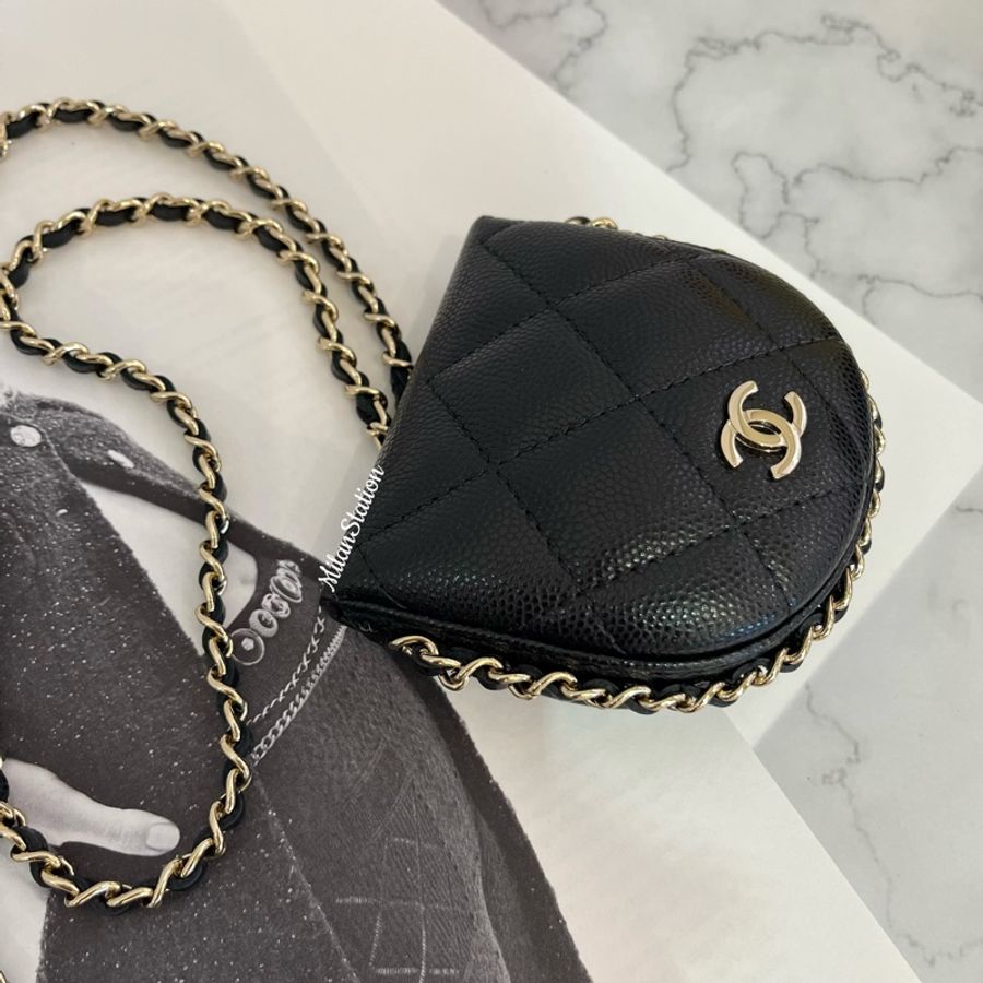 〈 CHANEL〉皮穿鏈掛脖零錢包-1