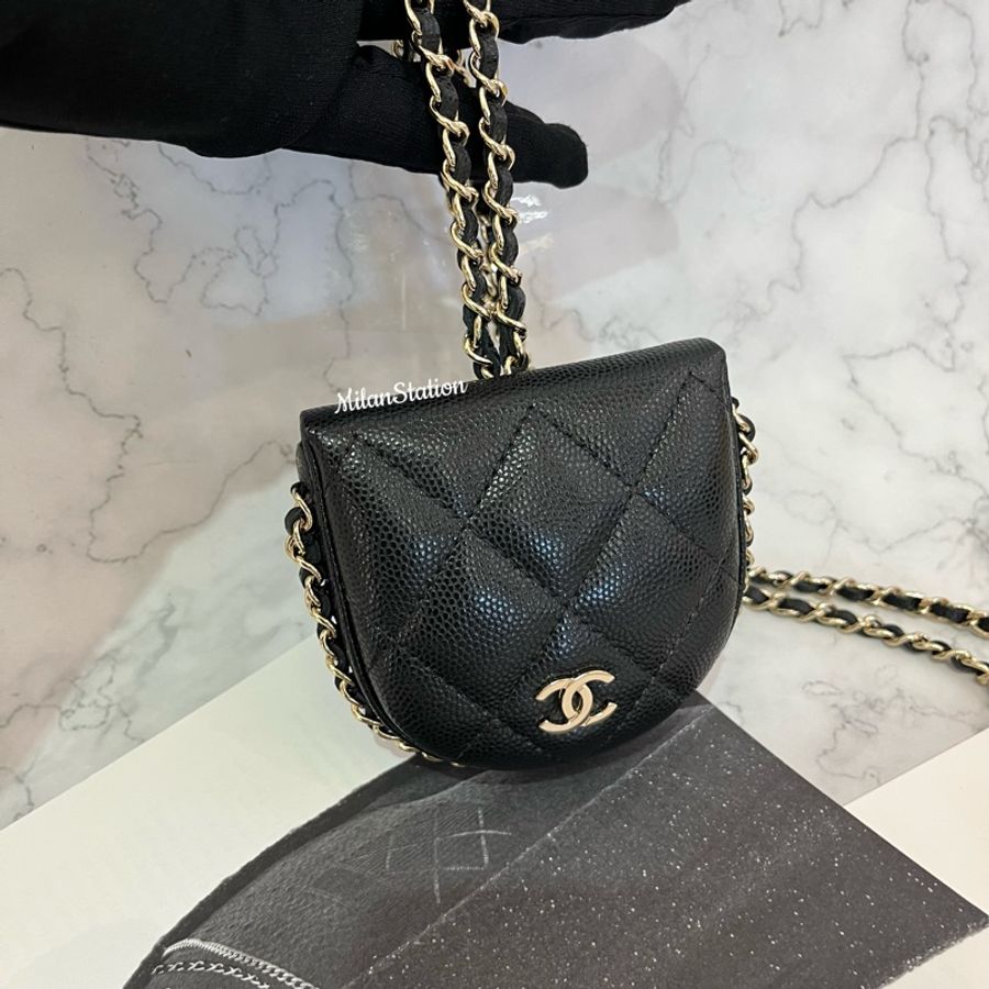 〈 CHANEL〉皮穿鏈掛脖零錢包-7