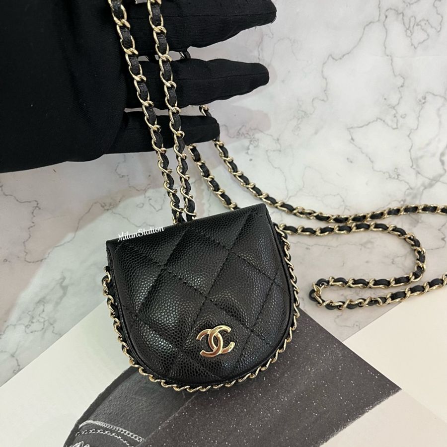 〈 CHANEL〉皮穿鏈掛脖零錢包-8