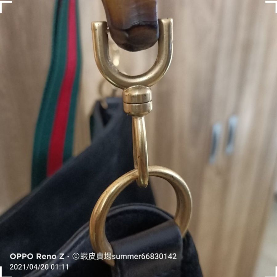 Gucci vintage麂皮竹節手提包/腋下包-1