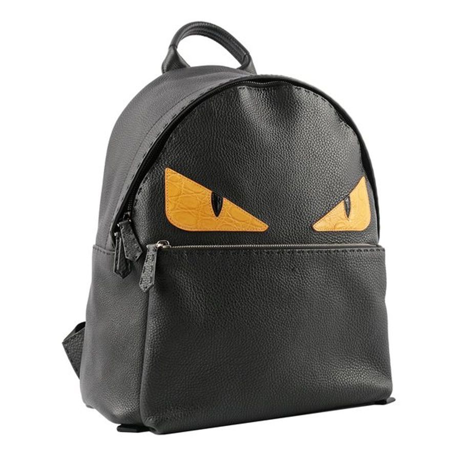 FENDI Bag Bugs 鱷魚皮怪獸眼睛牛皮後背包(黑色)_展示品 FVZ012 6E3 F0H95-2
