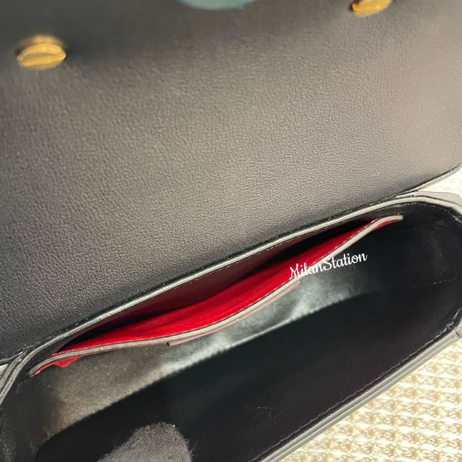 〈 VALENTINO〉garavani 黑色小牛皮金字logo肩背包-5