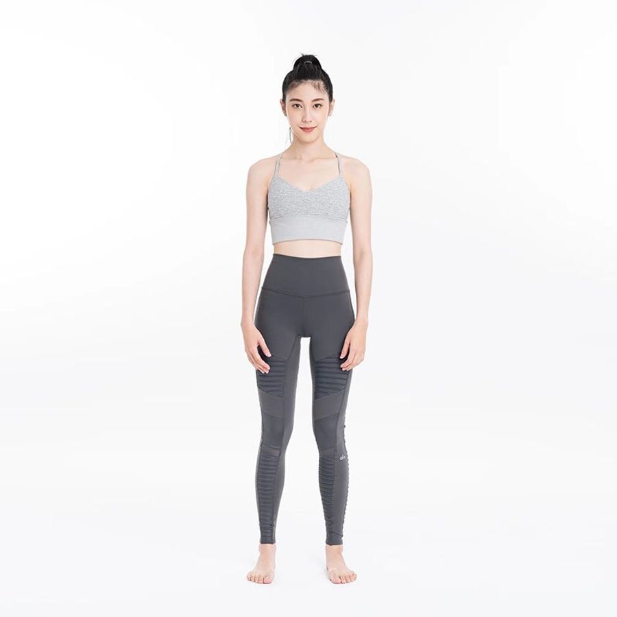 【全新品】ALO YOGA V領背後交叉運動內衣-灰-3