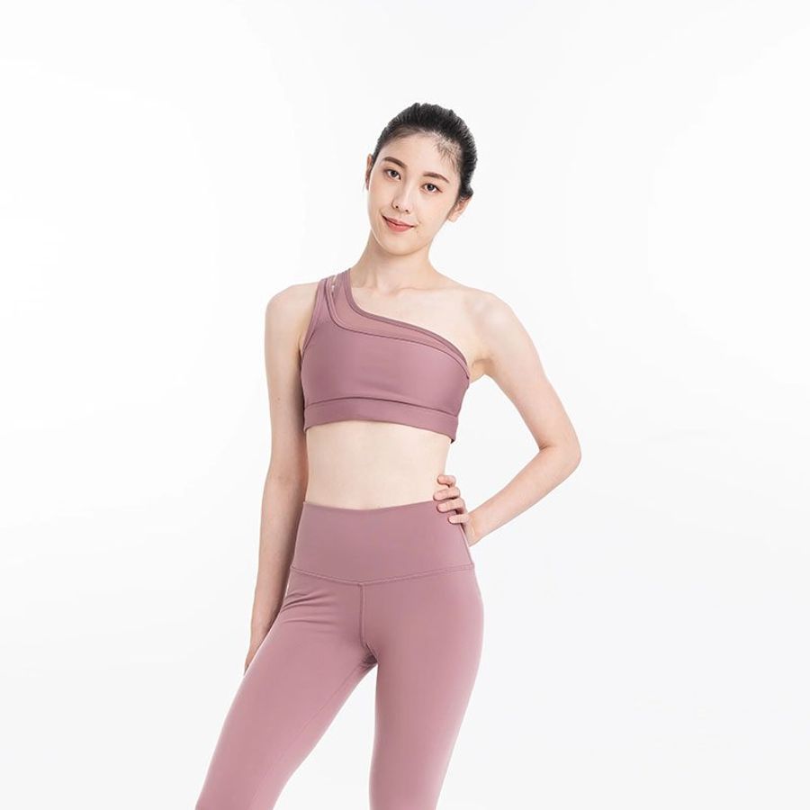 【全新品】ALO YOGA 單肩運動內衣-乾燥玫瑰粉-0